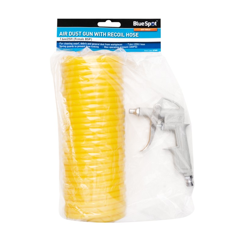 Blue Spot Tools Air Line Dust Gun with Recoil Coiled Hose Female 07949