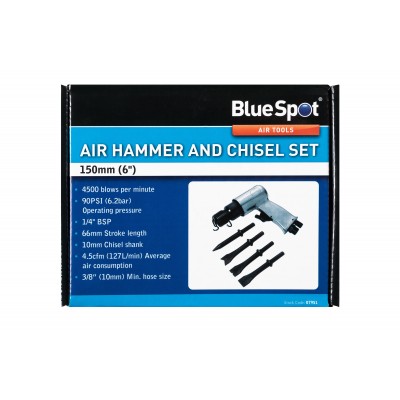 Blue Spot Tools 150mm 6 Inch Air Hammer and Chisel Set 07951 Bluespot