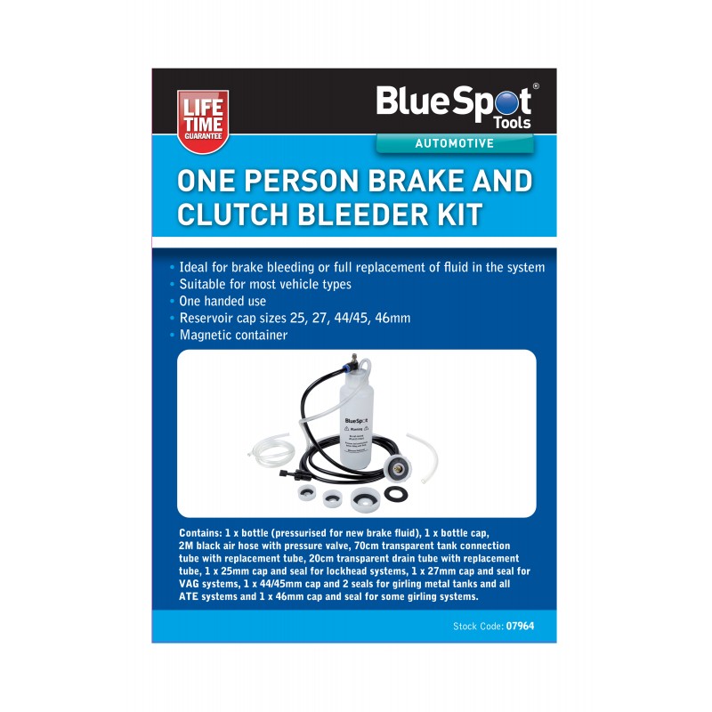 Blue Spot Tools One Person Brake And Clutch Bleeder Kit 07964 Bluespot