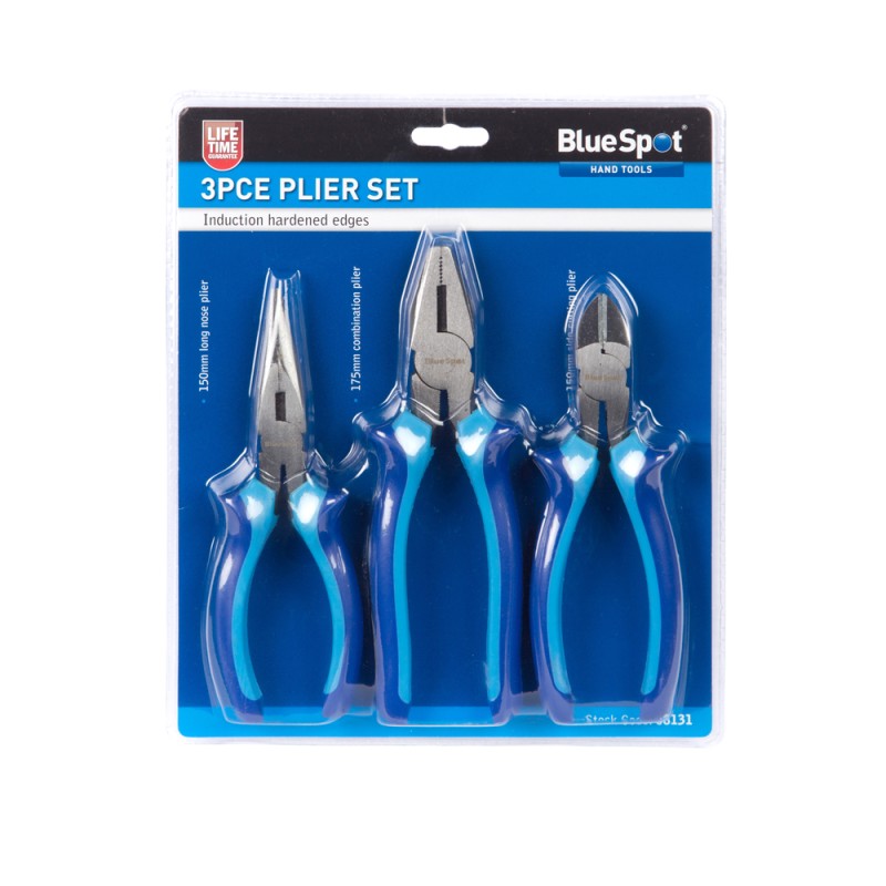 Blue Spot Tools Long Nose combination Side Cutting Plier 3pc Set 08131