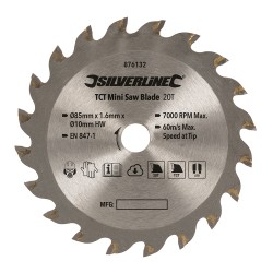 Silverline Tools TCT Mini Circular Saw 85mm Blade 10mm Bore 876132