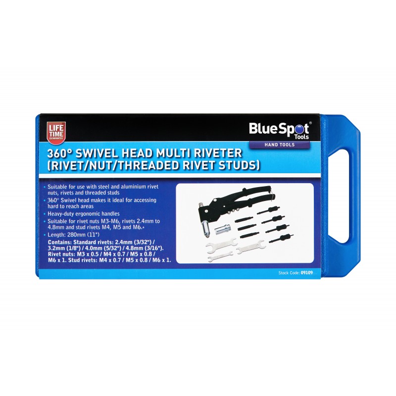 Blue Spot Tools 360 Deg Swivel Head Multi Pop Rivet Rivnut Riveter