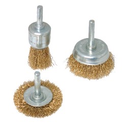 Silverline Brassed Steel Wire Wheel and Cup Brush 3pc Mixed Set 985332