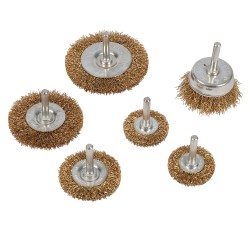 Silverline Brassed Steel Wire Wheel and Cup Brush 6pc Mixed Set 993067