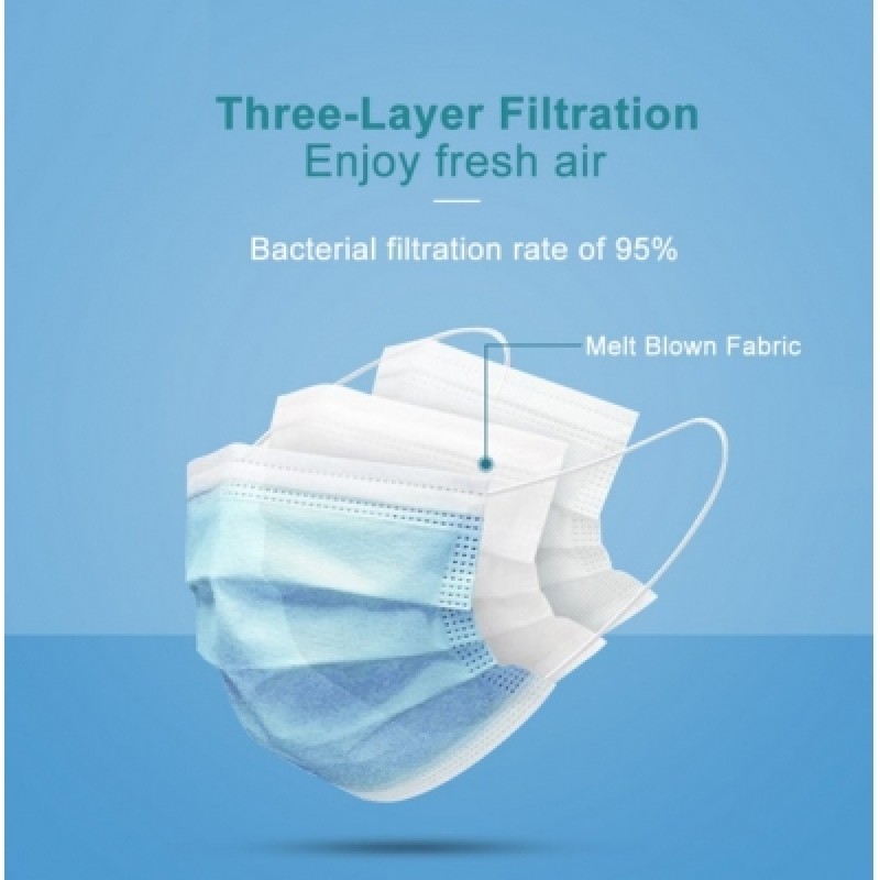 Celebrat 3 Ply Disposable Protective Face Mask Bacterial Filtration 95 10pk Sealants and