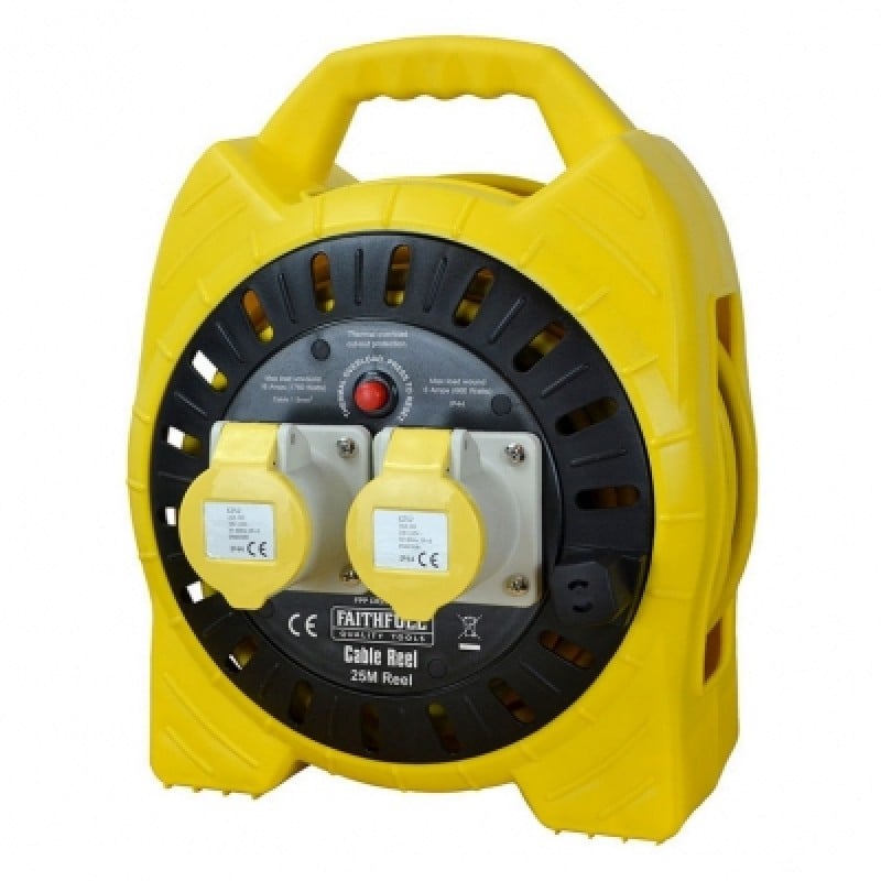 Faithfull 110V 25M Electric Site Extension Cable Reel 110 Volt