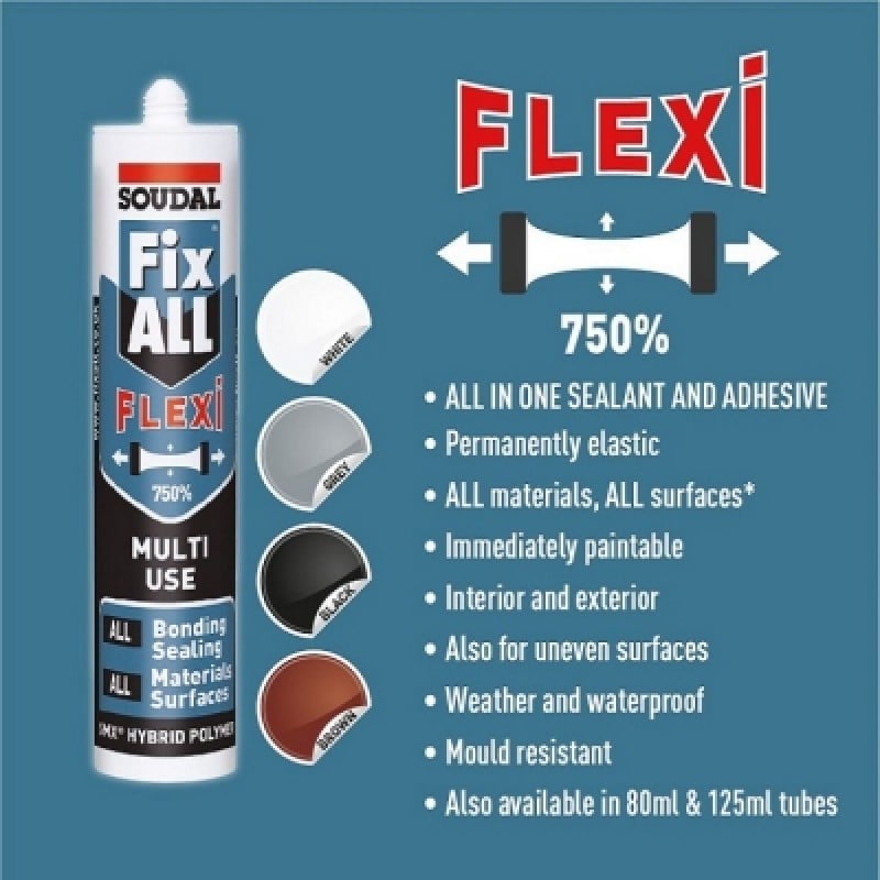 Soudal Fix ALL FLEXI BROWN Multi Use Sealant Adhesive Food Safe