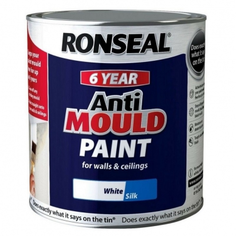 Ronseal Anti Mould 6 Year Paint White Silk Emulsion 750ml 36625