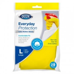 Dlux Heavy Duty Large Latex Rubber Cleaning Gloves 2 Pairs 2293
