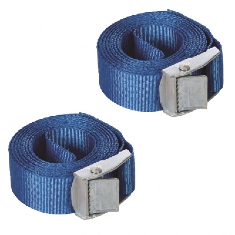 Silverline Cam Buckle Tie Down Strap 25mm x 2.5m 2pk 449682 Sealants and Tools Direct