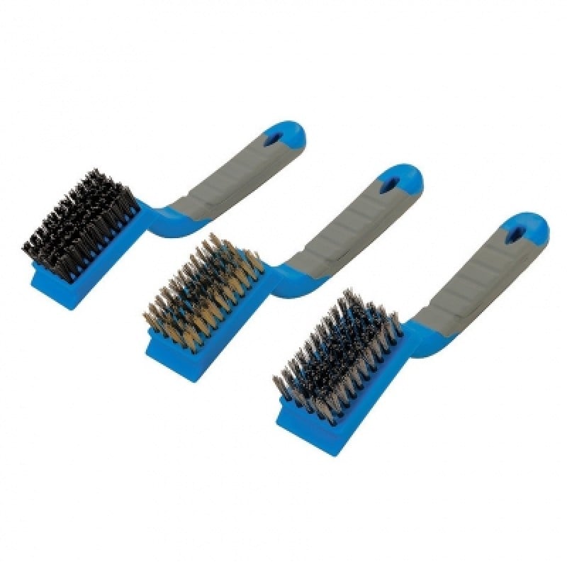 Silverline small Wire Brush Set Stainless Steel Brassed Nylon 596171