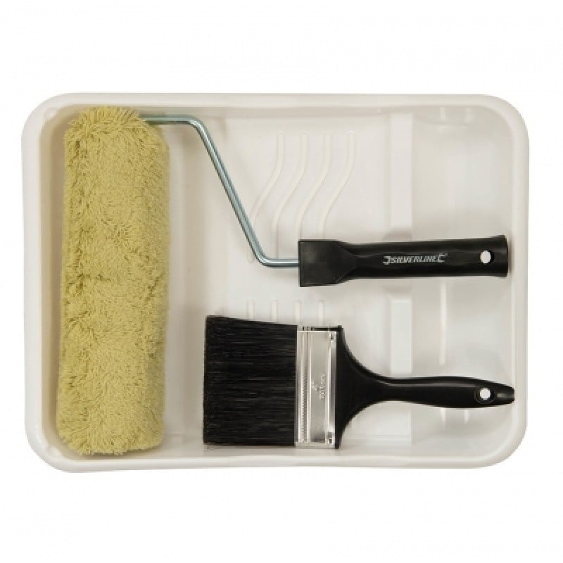 Silverline Masonry Paint Roller Brush & Tray Set 460649 Sealants and Tools Direct