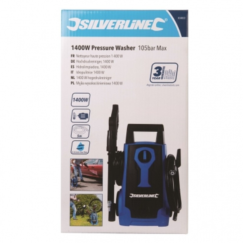 Silverline Electric Power Pressure Washer 1400W 105Bar 834832