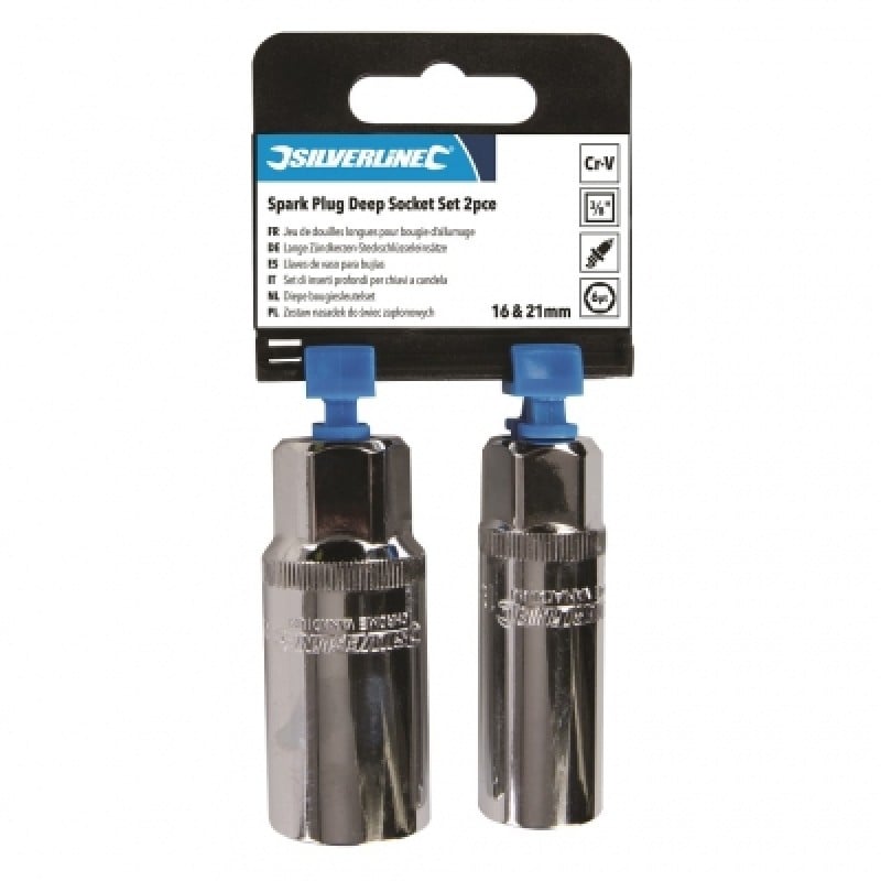Silverline Deep Spark Plug Socket Set 16mm 21mm 3/8 inch 244982