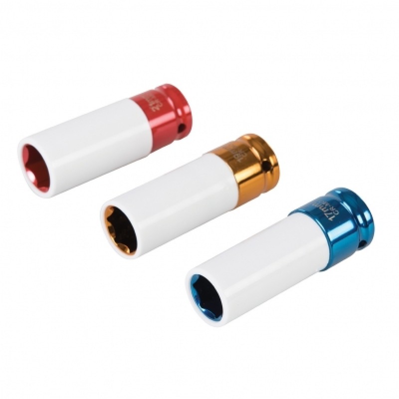 Silverline Alloy Car Wheel Nut Bolts Impact Sockets 17mm 19mm 21mm