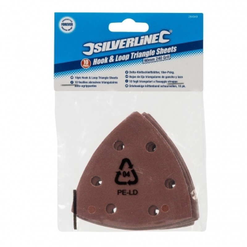 Silverline Triangle Detail Sander Sanding Sheets 90mm 240 Grit 264949