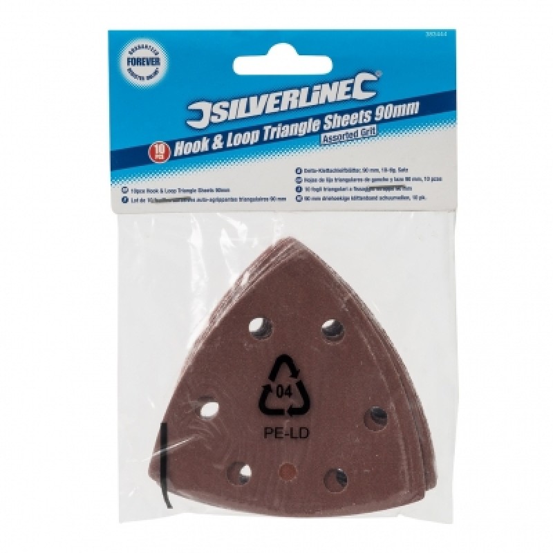 Silverline Triangle Detail Sander Sanding Sheets 90mm Mixed 383444
