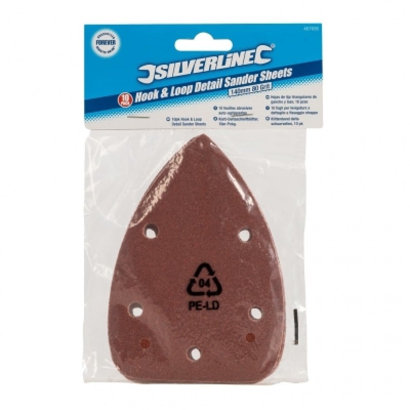 Silverline Detail Palm Sander Sanding Sheets 140mm 80Grit 457035 Sealants and Tools Direct