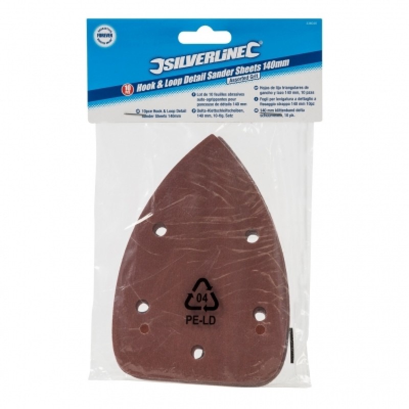 Silverline Detail Palm Sander Sanding Sheets 140mm Mixed Grit 336046 Sealants and Tools Direct