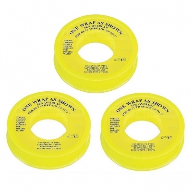 Dickie Dyer Plumbers PTFE Gas Fitters Tape Pack of 3 Sealants and