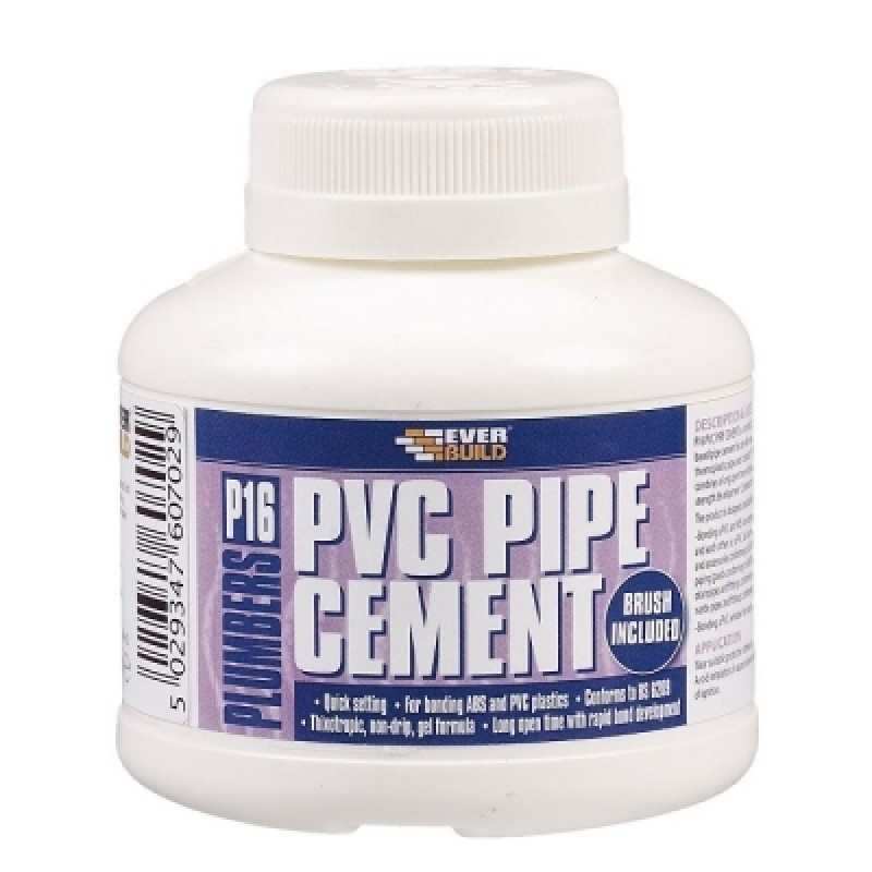 Everbuild P16 PVC Plastic Plumbing Pipe Cement 250ml P16PIPE Sealants