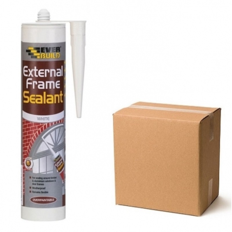 Everbuild Frame Sealant Acrylic Paintable White Grey Brown Stone Box of 12 Sealants and Tools