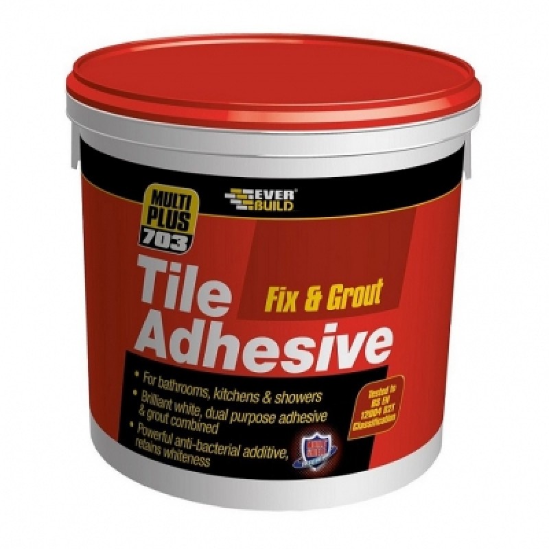 Everbuild 703 Fix & Grout Tile Adhesive White 5 litre 7.5kg FIX05 Sealants and Tools Direct