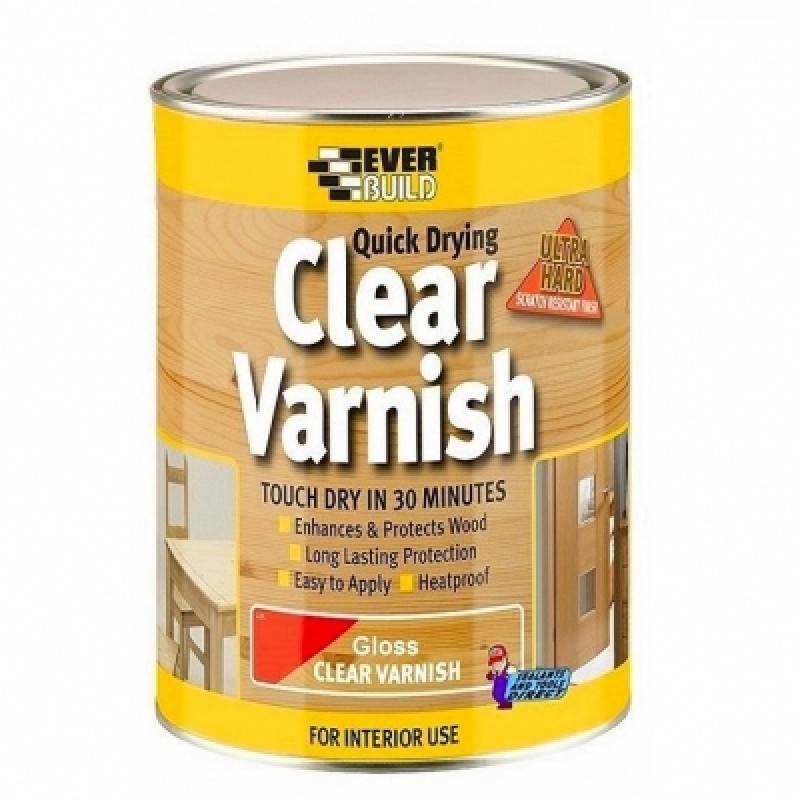 Everbuild Quick Drying Clear Gloss Varnish 2.5 Litre WVARCLG2