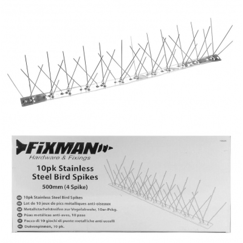 Fixman Bird Deterrent Defending Protection Spikes Stainless Steel 10pk