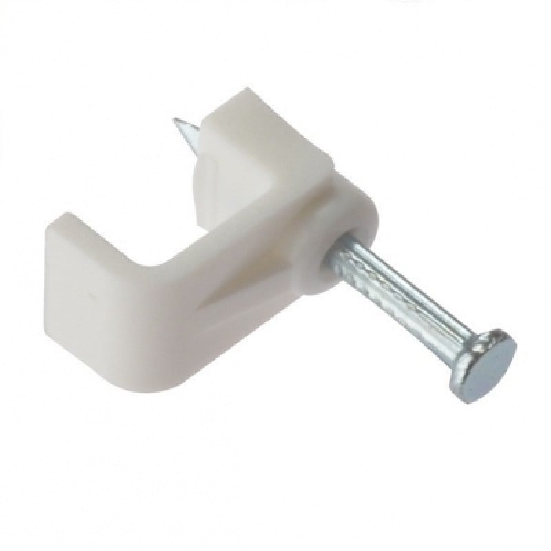 Flat White 2.5mm Electric Cable Clips Box of 100 FCC25W