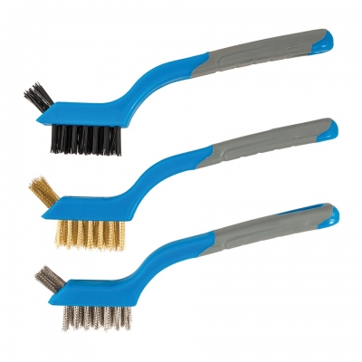 Silverline Mini Wire Brush Set Nylon Stainless Brassed 3pc 617623
