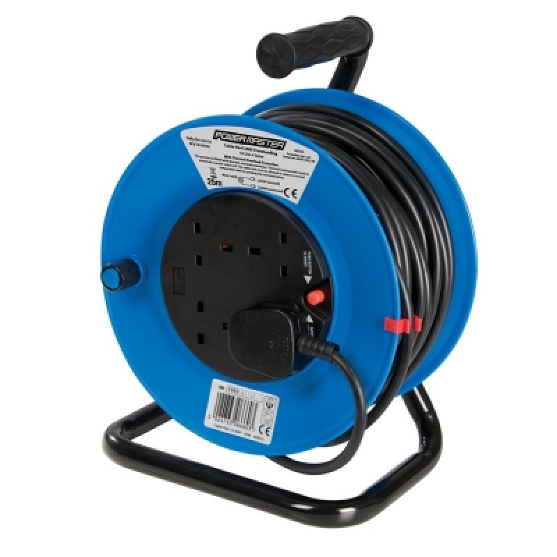 Power Master Electric Extension Lead Cable 4 Socket Reel 25m 465510