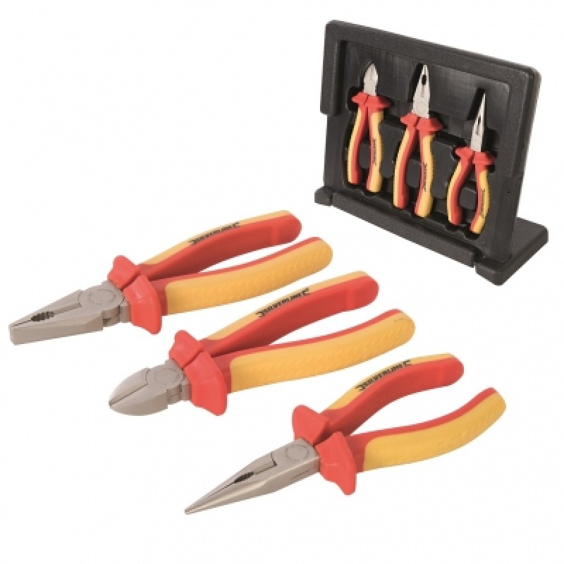 Silverline VDE Expert Mixed Electricians Plier 3pc Set in Carry Case