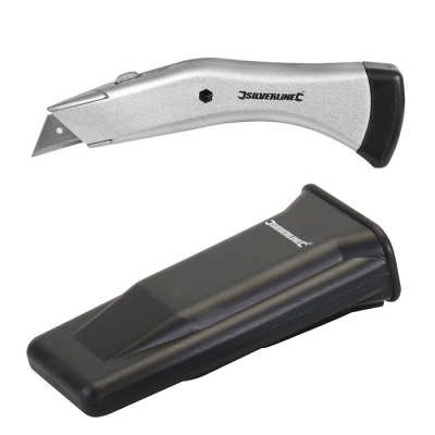 Silverline Retractable Trimming Stanley Knife and Belt Sheath CT07