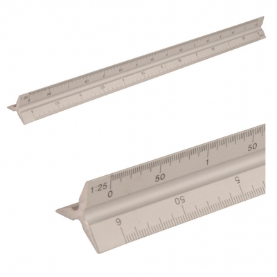 Silverline Aluminium Tri Scale Rule Straight Edge 300mm 731001