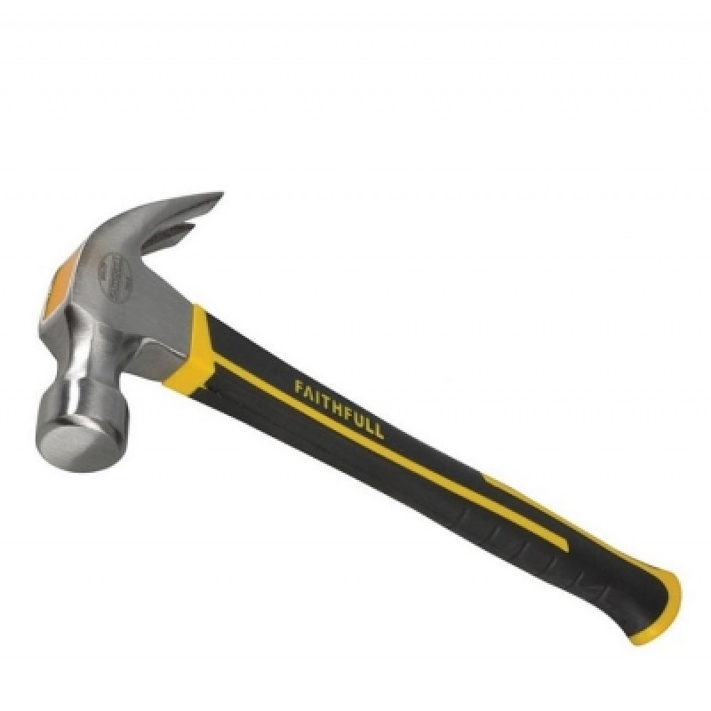 BlueSpot 16oz Claw Hammer Steel Shaft Rubber Grip Handel Hardened Curved Head 