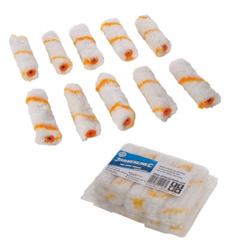 Silverline Mini Radiator Emulsion Paint Roller Sleeves 10pk 797959