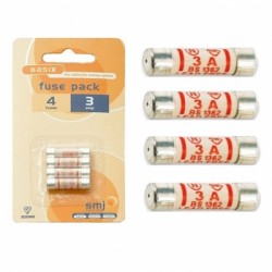 SMJ Replacement 3 amp Electric Plug Fuse Pack of 4 FU03AC