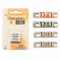 SMJ Replacement 13 amp Electric Plug Fuse Pack of 4 FU13AC Mixed Pk 4 FUMXAC