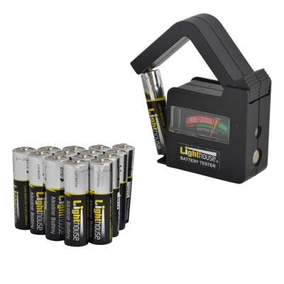 Lighthouse Battery Tester and AA Batteries Pack of 14 BATAAPK