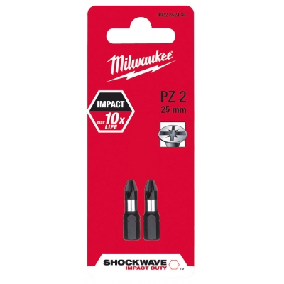Milwaukee Shockwave Impact Duty PH1 25mm Philips Bit Twin Pack 4932430850