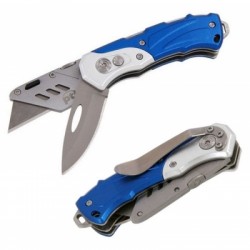 PTI Folding Dual Blade Lock Back Utility Stanley Knife Blue PTI0278