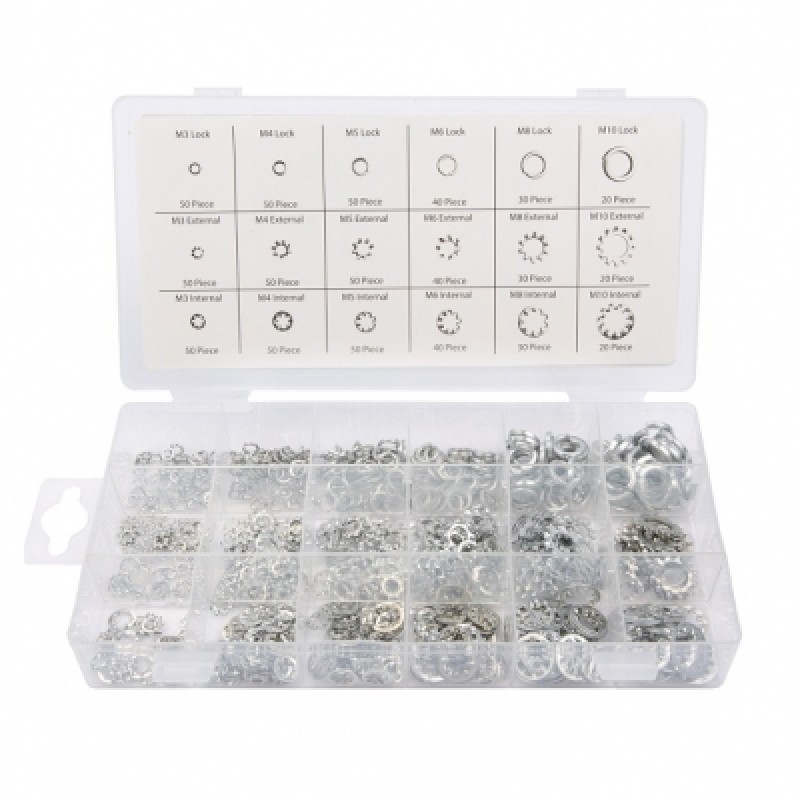 Marksman locking Washer Assortment 720pc Serrated Spring Set 62049C