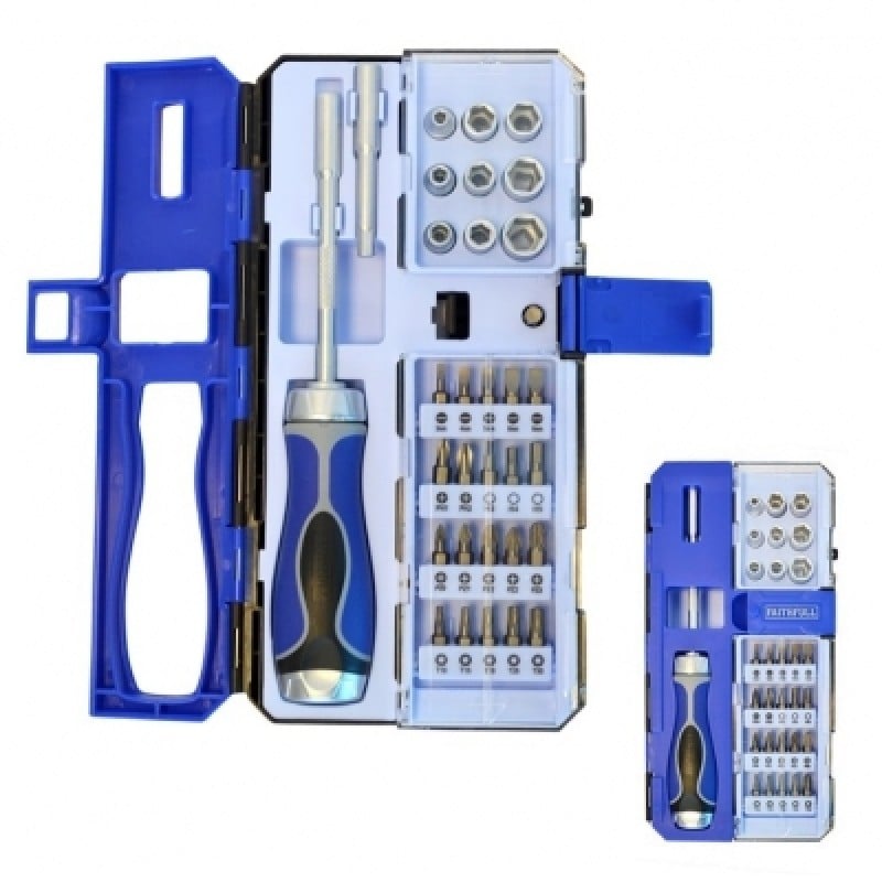 Faithfull Ratchet Screwdriver and Bit Socket Driver Set FAISDSET33R