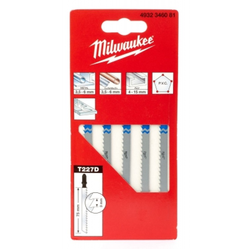 Milwaukee Jigsaw Blade Metal Curve Cutting T227D 4932346081 5pk