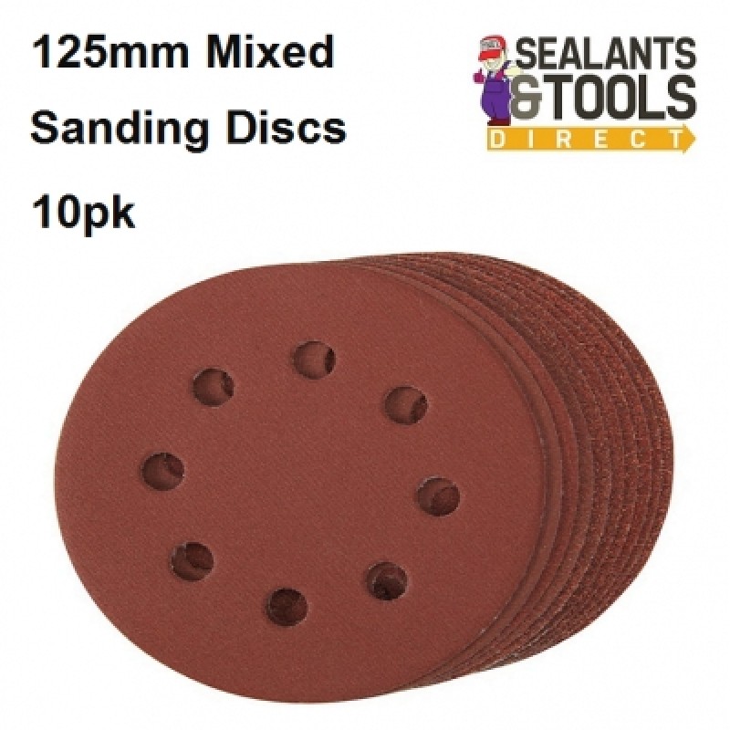 Random Orbit Sander Sanding Pad Discs 125mm Mixed Grit 10pk 479349