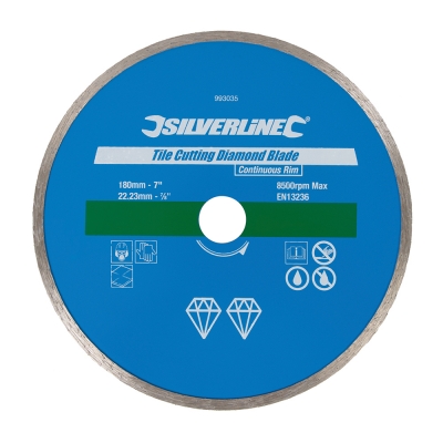 Silverline Diamond Tile Cutting Disc 180mm Continuous Rim Blade 993035