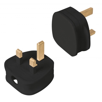 Power Master Electric 3 Pin Plug 13 amp Fused Black 488289