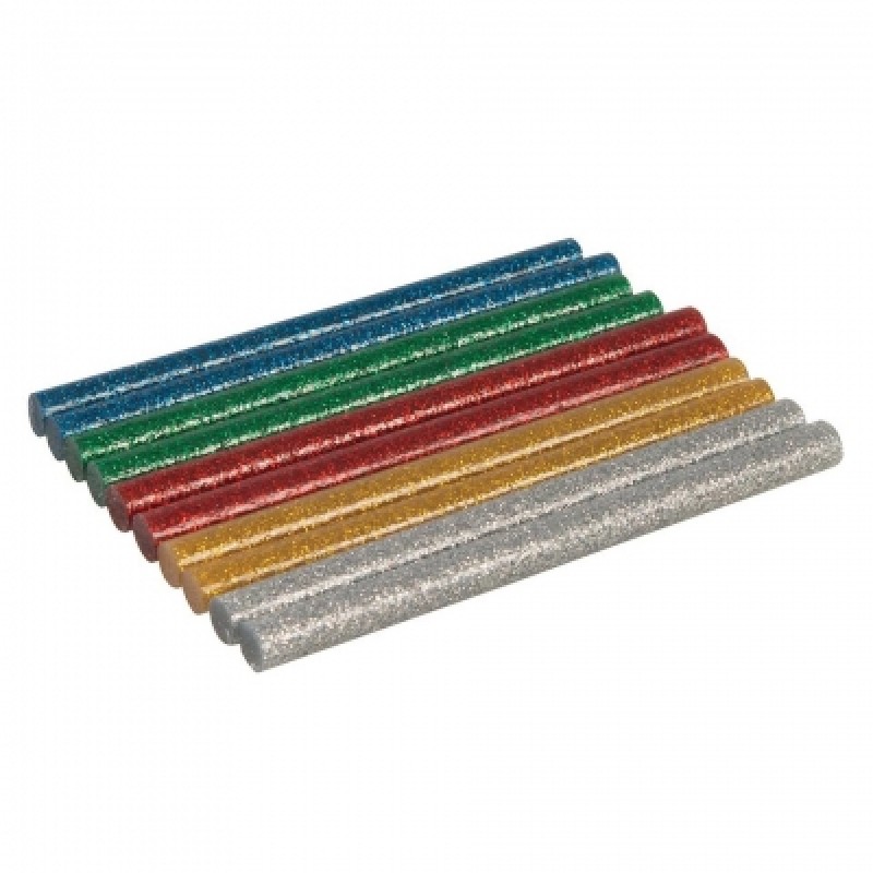 Silverline Coloured Glitter Glue Gun Hot Melt Glue Sticks 7.2mm 432183 Sealants and Tools Direct