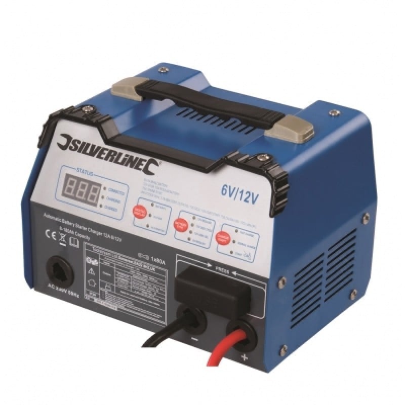Silverline Automatic Car Bike Battery Charger Boost Starter 6v 12v